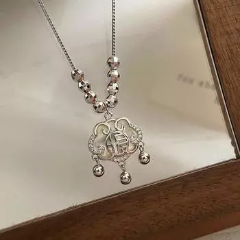 Ожерелье с замком безопасности в китайском стиле с кисточками, динамичный и счастливый символ, замок с долгим сроком службы, легкое ощущение роскоши, ожерелье, женское