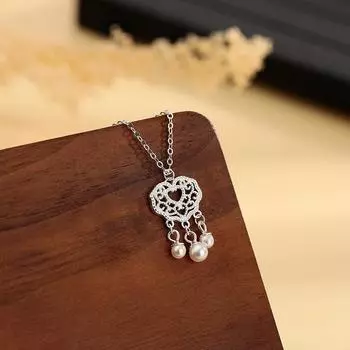 Ожерелье с замком безопасности в национальном стиле с жемчужными кисточками для женщин с китайским нишевым дизайном ожерелья