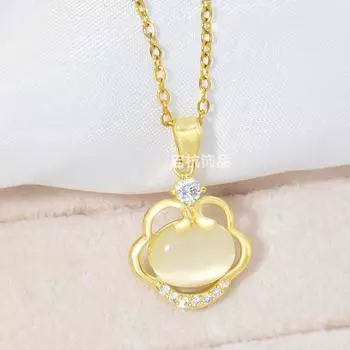 Ожерелье с замком Гуофэн Пин Ань для женщин, ретро, универсальное, с темпераментом, опаловый кулон, нежная цепочка для ключицы