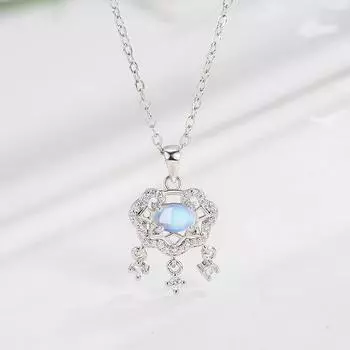 Ожерелье с замком мира из лунного камня для женщин, летнее, легкое, роскошное, нишевое, высококачественное, дизайн, ожерелье с цепочкой на ключицу из лунного камня, новое