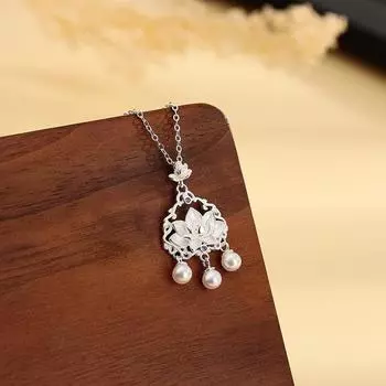 Ожерелье с замком мира в виде жемчуга лотоса для девушки, китайско-шикарный подарок девушке, цепочка-воротник