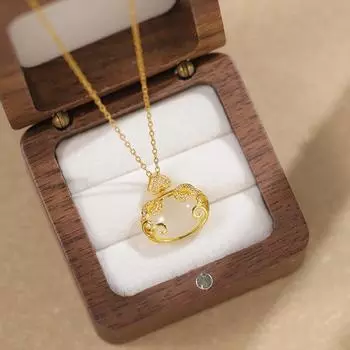 Ожерелье с замком Ping An Ruyi, женское, в китайском стиле, литературное и ретро, имитация нефрита Хотан, ожерелье с замком на всю жизнь