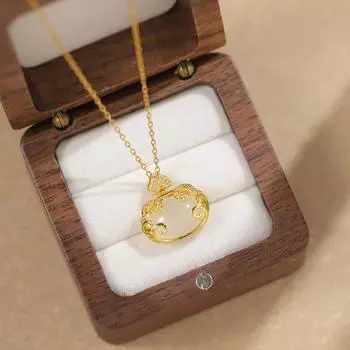 Ожерелье с замком Ping An Ruyi, женский новый продукт, китайская литература и искусство, ретро-имитация нефрита Хотан, ожерелье с замком на всю жизнь