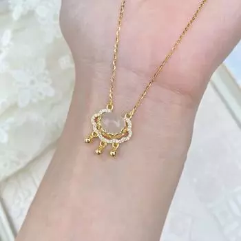 Ожерелье с замком Xiangyun Ruyi Ping An для женщин, белый цедоновый замок, круглая бусина, ключичная цепочка, национальный тренд, ретро-стиль