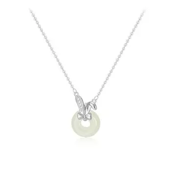 Ожерелье с застежкой-пряжкой в виде кроличьего ушка, милый бант из циркона, подвеска в виде кролика из нефрита, цепочка на шею в виде пончика, белая халцедоновая цепочка на ключицу copper