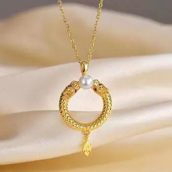 Ожерелье с жемчугом «Дракон» для женщин, милая, сладкая цепочка на ключицу, ожерелье с подвеской «Дракон на год»