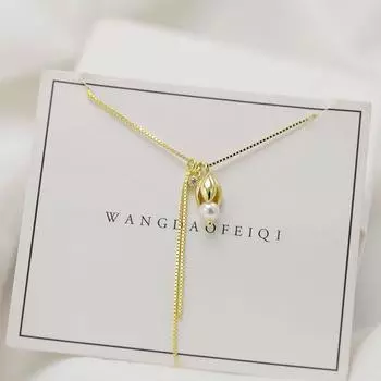 Ожерелье с жемчугом Gardenia, ожерелье Niche Collarbone, женская цепочка на ключицу, цепочка на шею, цепочка на свитер