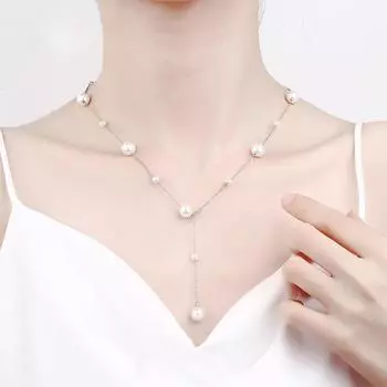 Ожерелье с жемчугом гипсофила Универсальное нишевое ожерелье из стерлингового серебра Высококачественное ожерелье Ожерелье в стиле INS