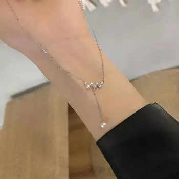 Ожерелье с жемчугом из стерлингового серебра 925 пробы, фея, французский ретро, сладкий дизайн, цепочка на ключицу, маленькая, высокий смысл серебряный