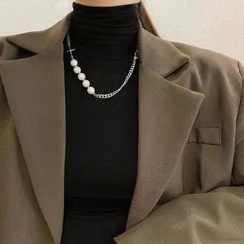 Ожерелье с жемчугом Love, асимметричное плетение, дизайн, ниша, цепочка на шею, аксессуары, простая индивидуальная цепочка на ключицу из холодного ветра