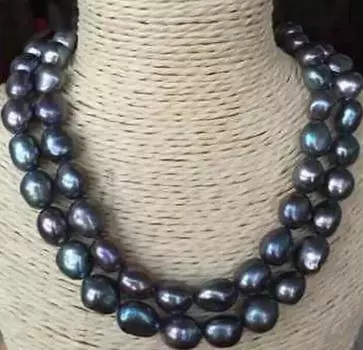 Ожерелье с жемчугом Tahiti Green Peacock, одна линия, 9-10 мм, 38 дюймов