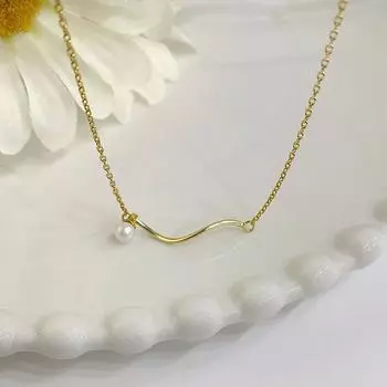 Ожерелье с жемчужной подвеской в форме минимальной волны во французском стиле и высококачественной цепочкой на ключицу, новый тренд