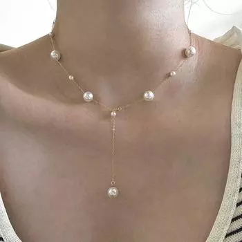 Ожерелье с жемчужной звездой Простое и универсальное ожерелье на ключице Нишевое ожерелье 02