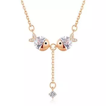 Ожерелье с женским целующимся рыбом, японское и корейское, простая подвеска в виде рыбы, целующаяся рыба, ожерелье с цепочкой на ключицу