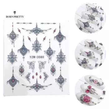 Ожерелье с животными, украшения для ногтей, наклейки для дизайна ногтей, клейкая наклейка для татуировки, маникюрный декор