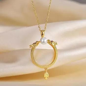 Ожерелье с золотым драконом и жемчугом, женское, легкое, роскошное, с цепочкой на ключицу, с подвеской Ins Wind Birthday Year Niche Design золотой
