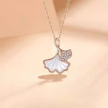 Ожерелье Sansheng Lucky, женское, из стерлингового серебра S925 пробы, особый интересный дизайн, цепочка на ключицу, темперамент, корейский стиль, цепочка на свитер, ожерелье в виде листьев гинкго