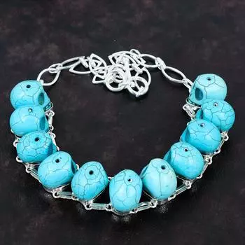 Ожерелье Санта-Роза с бирюзой и черепом, кость для лица, ожерелье из стерлингового серебра 925 пробы, регулируемая цепочка, ожерелье, драгоценный камень, ювелирные изделия ручной работы, подарки для нее Adjustable