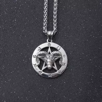 Ожерелье Сатаны для мужчин из стерлингового серебра 925 пробы с подвеской в виде головы козла Бафомета, крестом Левиафана, ювелирным подарком