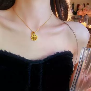 Ожерелье-счеты из позолоченного циркония: Элегантная цепочка на ключицу в китайском стиле, универсальная и стильная для женщин Real Gold Electroplating золотой