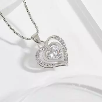 Ожерелье «Сердце Океана» на День святого Валентина для девушки, простое ожерелье с кулоном в форме сердца, ожерелье с двойным сердцем