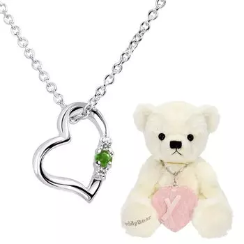 Ожерелье-сердце с натуральным бриллиантом для плюшевой игрушки-мишки жемчужно-белого цвета [Sears] Женщины, Набор, Май, Изумруд, Медведь, 1491-tdt-01-w5