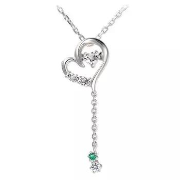 Ожерелье Сердце Танцующий Камень Серебро Выбираемый Камень по Месяцу Натуральный Камень Май Изумруд [Future Angel] Женский MIP1192WT_E