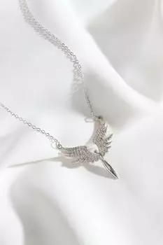 Ожерелье серебряного цвета с цирконом и камнем Michael Angel