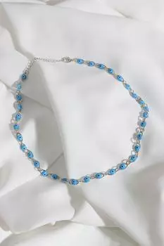 Ожерелье серебряного цвета с каплевидными глазами