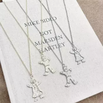 Ожерелье Sesa Retro Gingerbread Couple - покрытая медью детская многослойная цепочка-свитер Boys Pearl Diamond Long Necklace серебряный