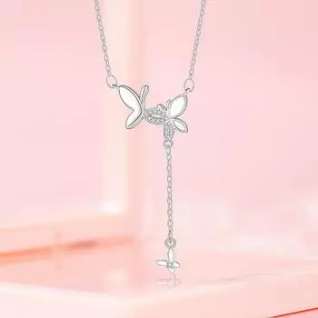 Ожерелье Shining Butterfly осень и зима, новое, темпераментное, простое, нишевое, с бахромой из циркония, нержавеющая сталь, ключичная цепочка