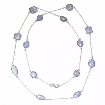 Ожерелье синее кружево инкрустированное драгоценными камнями ручная работа антикварная бижутерия 36