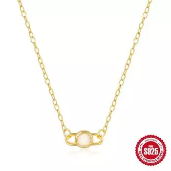 Ожерелье-скрепка из стерлингового серебра 925 пробы, женское, круглое, с опалом, прочное, легкое, на шею, повседневное, на каждый день 925 silver золотой