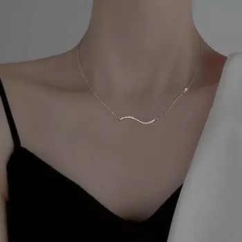 Ожерелье Smile, женское, летнее, легкое, роскошное, нишевое, дизайн, Sense Flash, бриллиантовая волна, нержавеющая сталь, ключичная цепочка