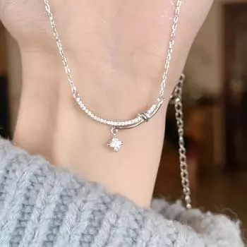 Ожерелье Smile Женственность Легкая Роскошь Нишевый Дизайн Микро-инкрустированное Цирконом Смайлик Ключица Цепочка Нержавеющая Сталь