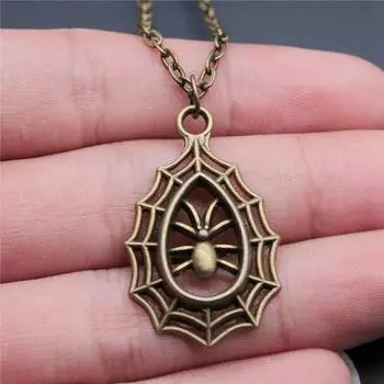 Ожерелье со скелетом летучей мыши-паука, пара подвесок, подарочные украшения для женщин, длина цепи 43 + 5 см