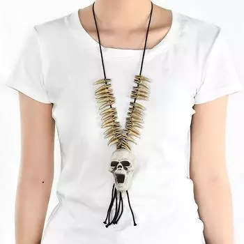 Ожерелье со скелетом на Хэллоуин, кулон в виде черепа ужасов для вечеринки на Хэллоуин, украшение для дома, реквизит для костюмированного костюма для детей и взрослых