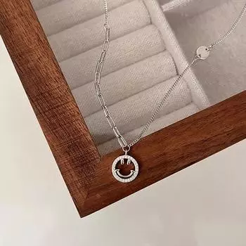 Ожерелье со смайликом, украшенное бриллиантами, цепочка для сращивания, асимметричная цепочка, милое и милое ожерелье в стиле Instagram для женщин