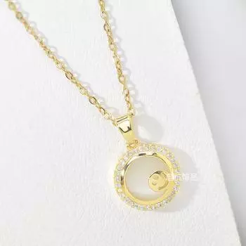 Ожерелье со смайликом, женское, легкое, роскошное, дизайн, универсальный, темпераментный, круглый, фирменный кулон, изысканные ювелирные изделия