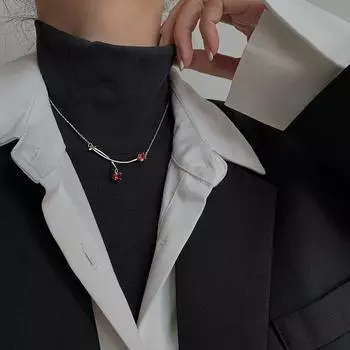 Ожерелье со стразами и фруктами вишнями, изысканные летние аксессуары для холодного ветра, модные трендовые ювелирные изделия, аксессуары для цепочки на шею