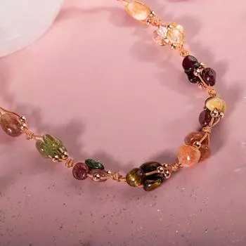 Ожерелье со знаком Льва Бордовый Красный гранат Гранат, Солнечный камень, Яшма, Тигровый глаз, Янтарь, Цветной турмалин, Цитрин