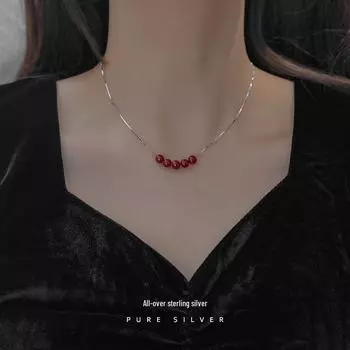 Ожерелье со знаком зодиака из стерлингового серебра 925 пробы с киноварью — подвеска с положительной энергией на день рождения девушки. 6mm белого золота