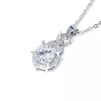 Ожерелье со знаком зодиака «Кролик» Женское универсальное высококачественное ожерелье из циркония Женское ожерелье из инкрустированного медью циркония Разноцветное Send chain белый