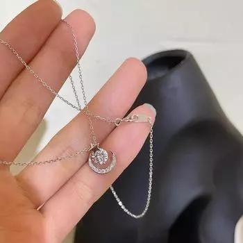 Ожерелье со звездами и луной, женское, нишевое, роскошное, звездное, лунное, элемент, цепочка из нержавеющей стали, лунный всплеск, галактика, ключичная цепочка