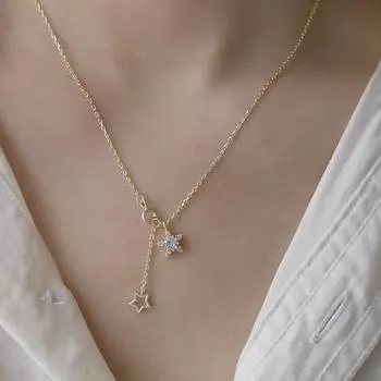 Ожерелье со звездой и бриллиантами, женское летнее ожерелье с кисточкой, цепочка на ключицу, роскошный дизайн, смысловое ожерелье белого золота
