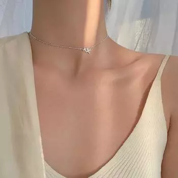Блестящее бриллиантовое циркониевое ожерелье-пентаграмма Звезда Женский день Корейская короткая подвеска для свитера Цепочка для ключицы Чокер Сто с декоративным приливом