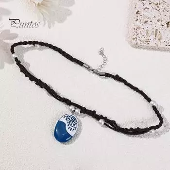 Ожерелье со звездой и ракушкой для девочек, ожерелье для ролевых игр принцессы, нарядный аксессуар для женщин, подарок на день рождения синий