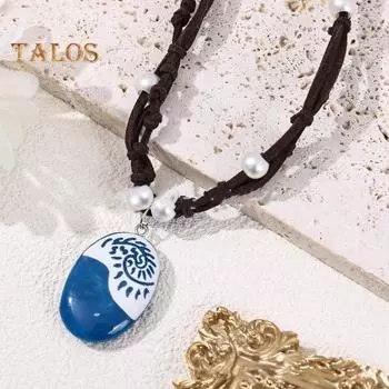 Ожерелье со звездой и ракушкой для девочек, ожерелье для ролевых игр принцессы, нарядный аксессуар для женщин, подарок на день рождения синий