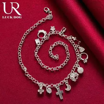 Ожерелье со звездой и замком из стерлингового серебра 925 пробы и циркония AAA, модные свадебные украшения 45CM