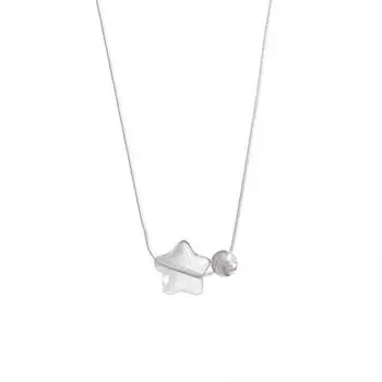 Ожерелье со звездой из белого кристалла — свежее и милое, с уникальным дизайном и универсальной цепочкой на ключицу